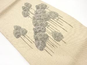 手織り紬手描き木々模様名古屋帯